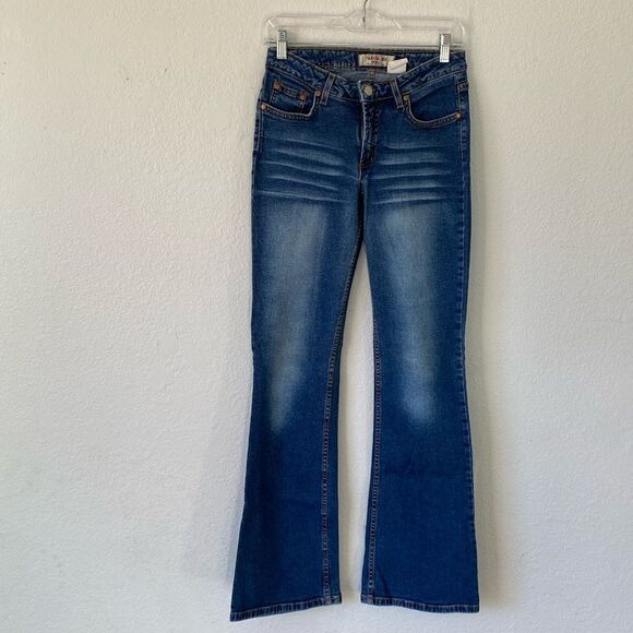 Paris Blue Y2K Wide Leg Low Rise Denim Jeans Size 7 - Picture 1 of 6